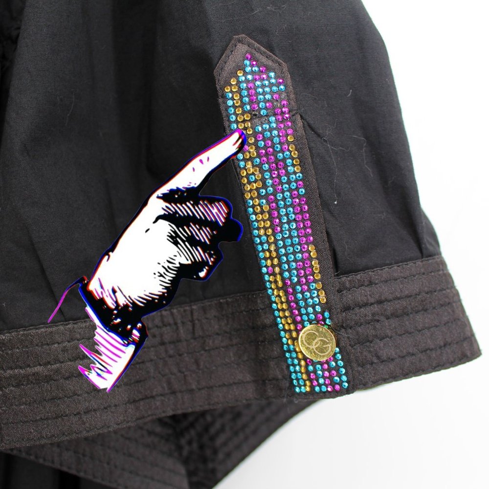 NWT Coogi Black Dress SZ 3X Y2K Hip Hop Cotton Puff Sleeve Snap Front Rhinestone - Picture 16 of 16
